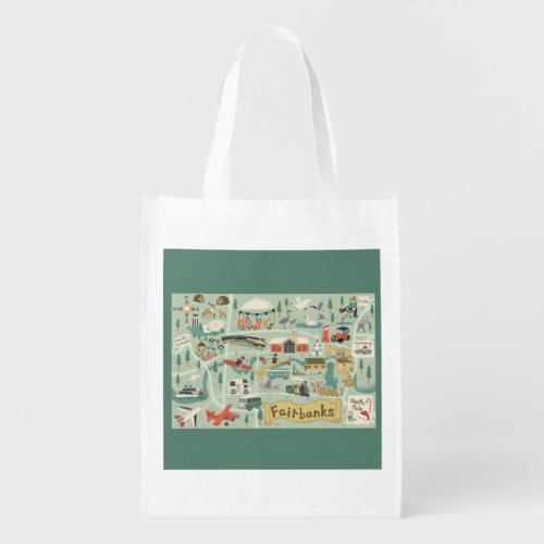 Fairbanks town map grocery bag