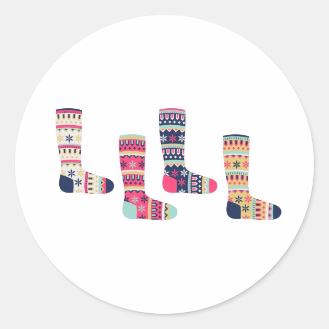 Faire Isle Socks Classic Round Sticker (Front)