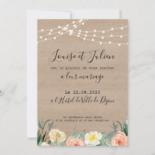 Faire-part de mariage champêtre guinguette invitation