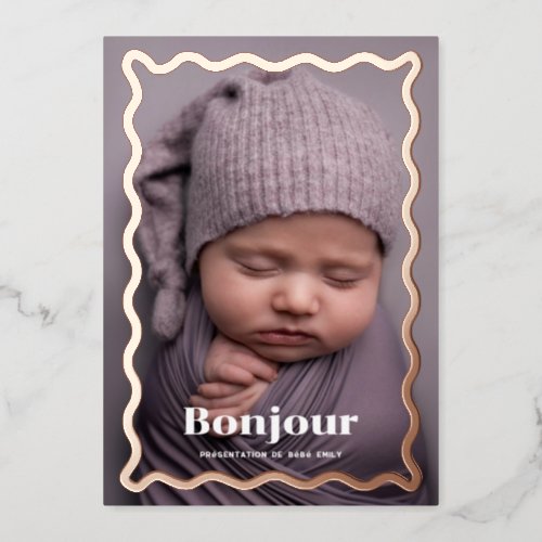  Faire_part de naissance fantaisiste en or rose Foil Invitation