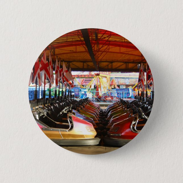Fairground Dodgem Bumper Cars  Button Badge (Front)