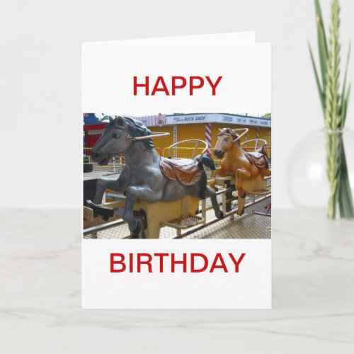 Fairground Horse Ride Happy Birthday Card