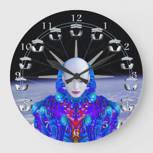 Fairground in Space Large Clock