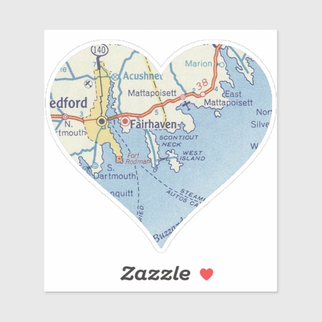 Fairhaven MA Classic Map Sticker (Sheet)
