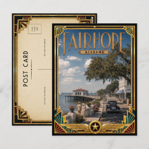 Fairhope Alabama Vintage Art Deco Golden Age Postcard