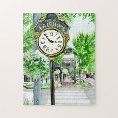 Fairhope Alabama Watercolor Jigsaw Puzzle