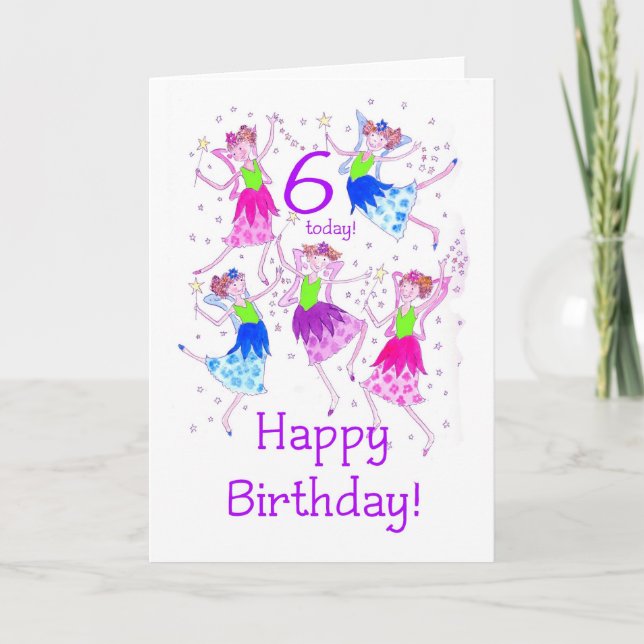 'Fairies' 6th Birthday Card (Front)