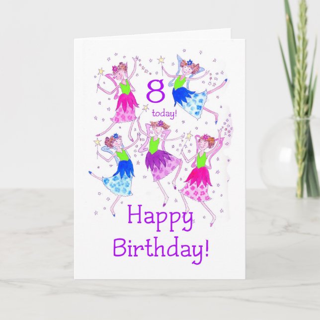 'Fairies' 8th Birthday Card (Front)