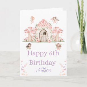 Fairies and a Fairy Cottage Happy 6th Birthday Card