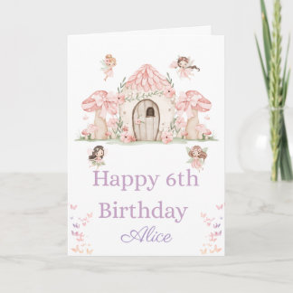 Fairies and a Fairy Cottage Happy 6th Birthday Card