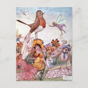 Fairies And Birds In A Garden  Postcard by AsTimeGoesBy at Zazzle