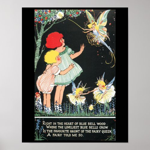 Fairies and Bluebells Poster