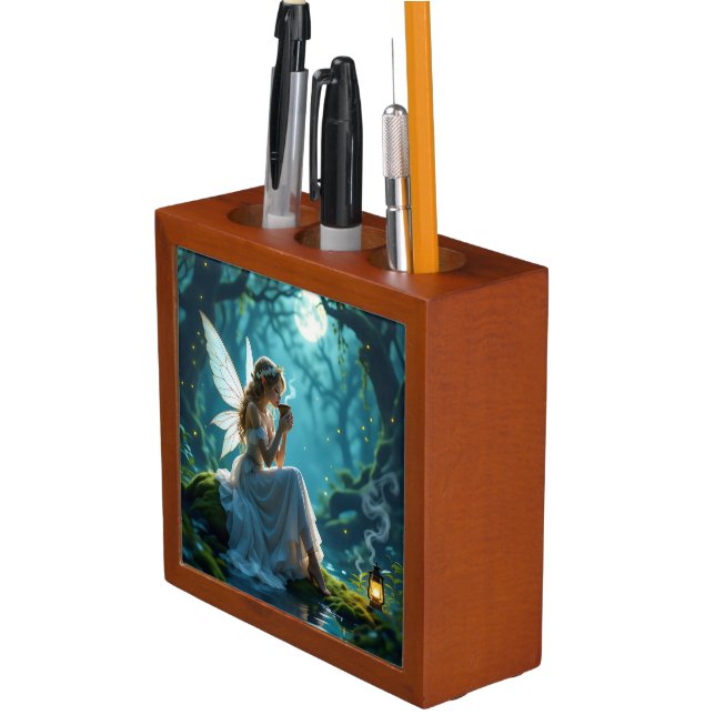 Fairies and Coffee Enchanted Forest Desk Organizer (In Situ)