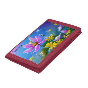 Fairies and Flowers editable name Trifold Wallet