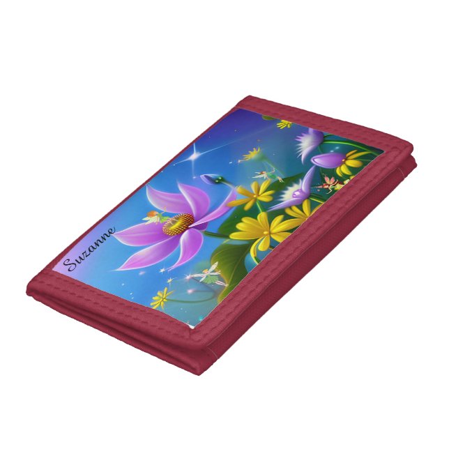 Fairies and Flowers editable name Trifold Wallet (Bottom)