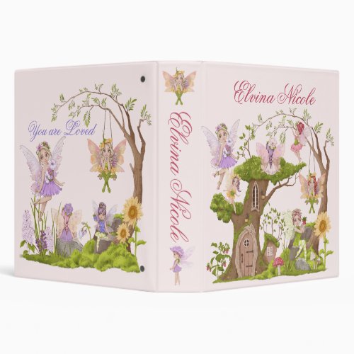 Fairies and Flowers Watercolor Photo and Memories  3 Ring Binder