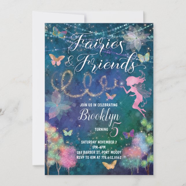 Fairies and Friends Birthday Invitation (Front)