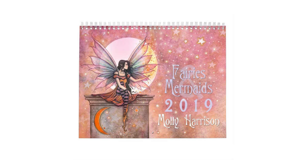 Fairies And Mermaids 2019 Wall Calendar Molly H Zazzle Com