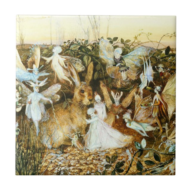 Fairies and Rabbit Ceramic Tile (Front)