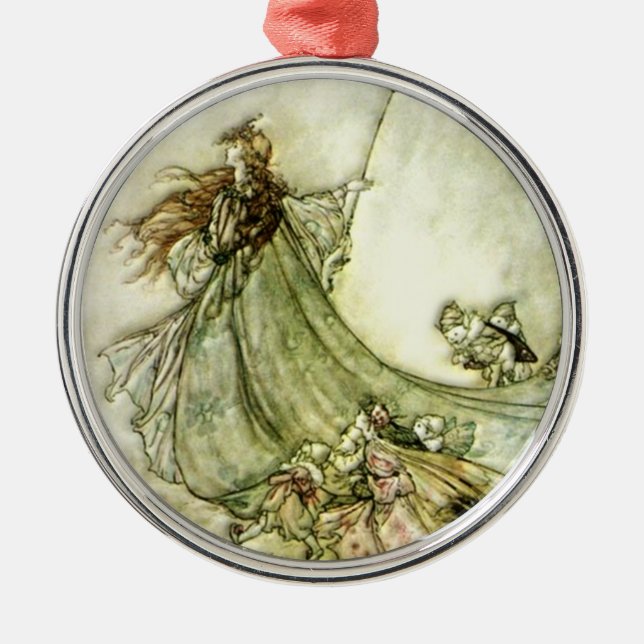 Fairies Away - Arthur Rackham Metal Ornament (Front)