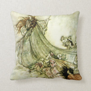Fairies Away - Arthur Rackham Throw Pillow