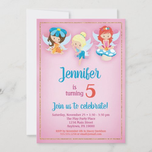Fairies Birthday Invitation _ Girls Fairy Party