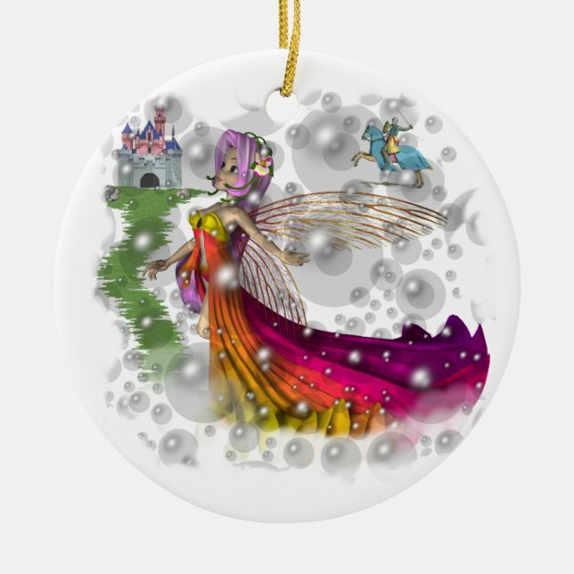 Fairies,Castles,Knights Ceramic Ornament (Front)