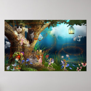 Fairies, Cats and A Gnome! Poster