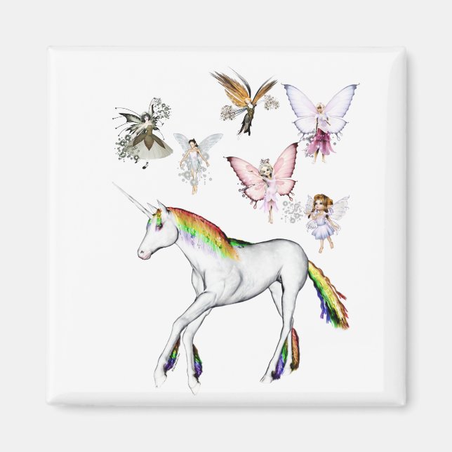 Fairies Color the Unicorn Magnet (Front)