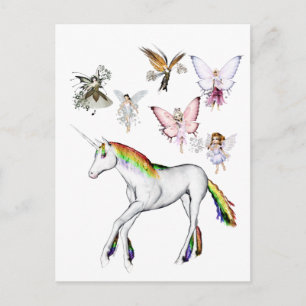 Fairies Color the Unicorn Postcard