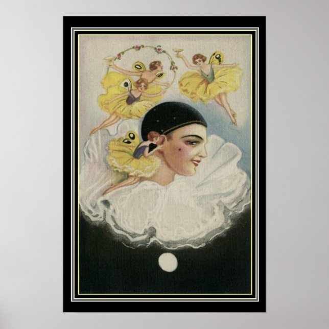 " Fairies Dancing Around Pierrot"  Art  Deco Print (Front)