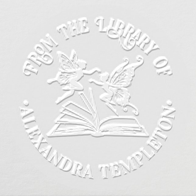 Fairies Fly Over Open Book “From the Library of” Embosser (Design)