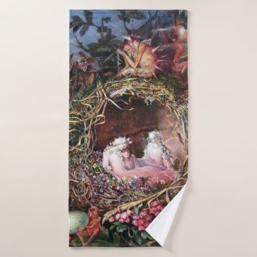 Fairies in a Birds Nest John Anster Fitzgerald Bath Towel