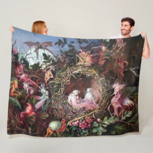Fairies in a Birds Nest, John Anster Fitzgerald Fleece Blanket