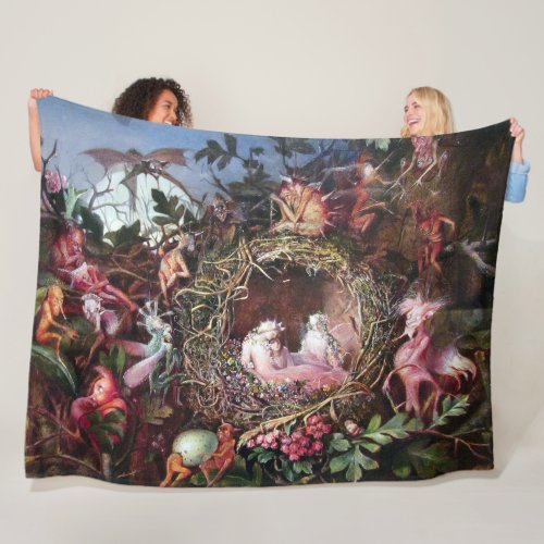 Fairies in a Birds Nest John Anster Fitzgerald Fleece Blanket