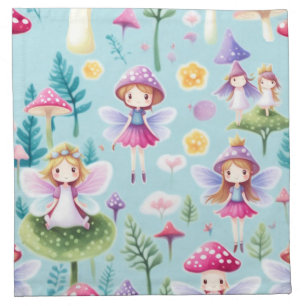 Fairies ,leaves and mushrooms land cloth napkin