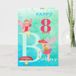 Fairies Mushroom Fantasy Cute Blue Gold Age Card