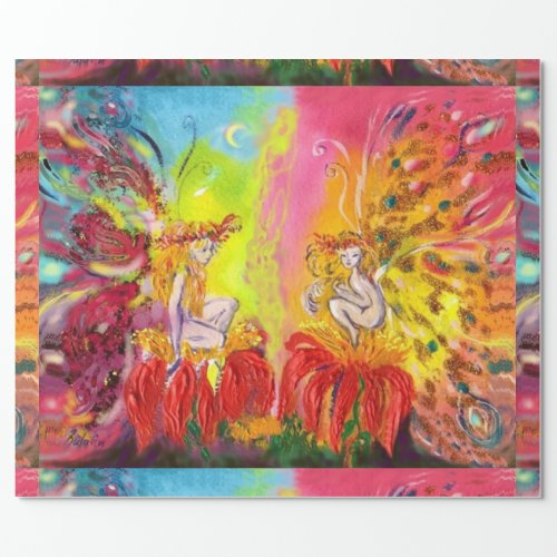 FAIRIES OF DAWN  Fantasy Christmas Greetings Wrapping Paper