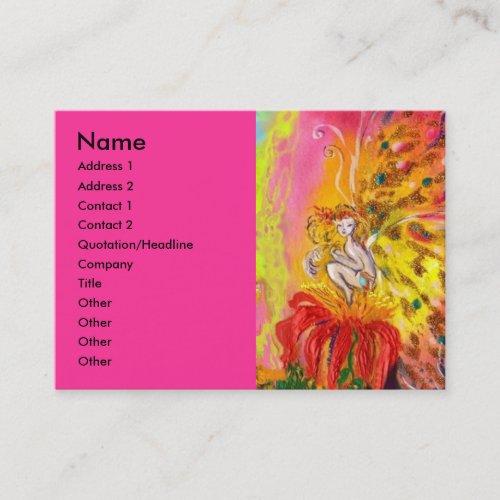 FAIRIES OF DAWN  MAGIC SPARKLES IN FUCHSIA GOLD BUSINESS CARD