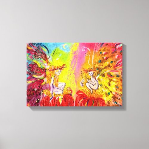 FAIRIES OF DAWN  red yellow blue pink purple Canvas Print