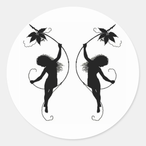 Fairies on Vine Classic Round Sticker
