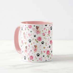 Fairies Pawprints & Roses   Dog Mom & Cat Mom Gift Mug