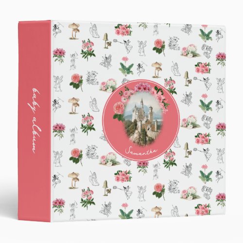 Fairies Pink Floral Mushroom Fairy Castle Album 3 Ring Binder