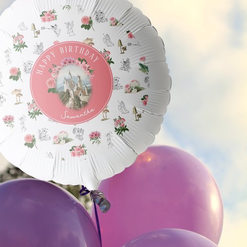 Fairies Pink Floral Mushroom Fairy Castle Birthday Balloon