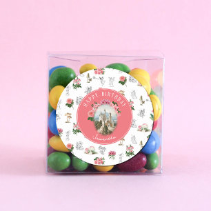 Fairies Pink Floral Mushroom Fairy Castle Birthday Classic Round Sticker