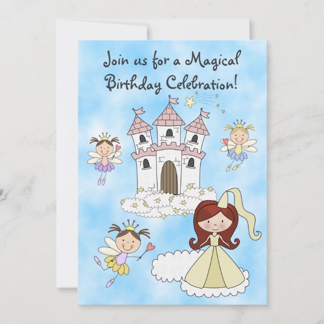 Fairies, Princess and Castle Birthday Invitation (Front)