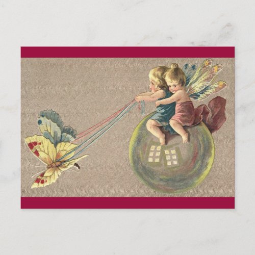 Fairies Riding a Bubble Postcard
