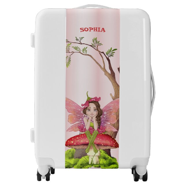Fairies Theme  Dark Hair Pink Green  Luggage (Front)