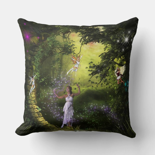 Fairies Throw Pillow (Front)