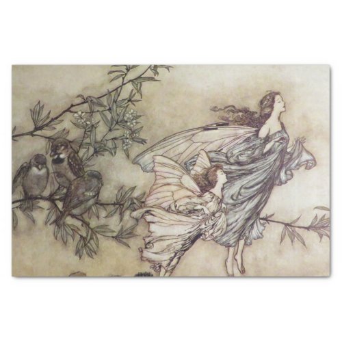 Fairies Tiff with the Birds by Arthur Rackham Tissue Paper